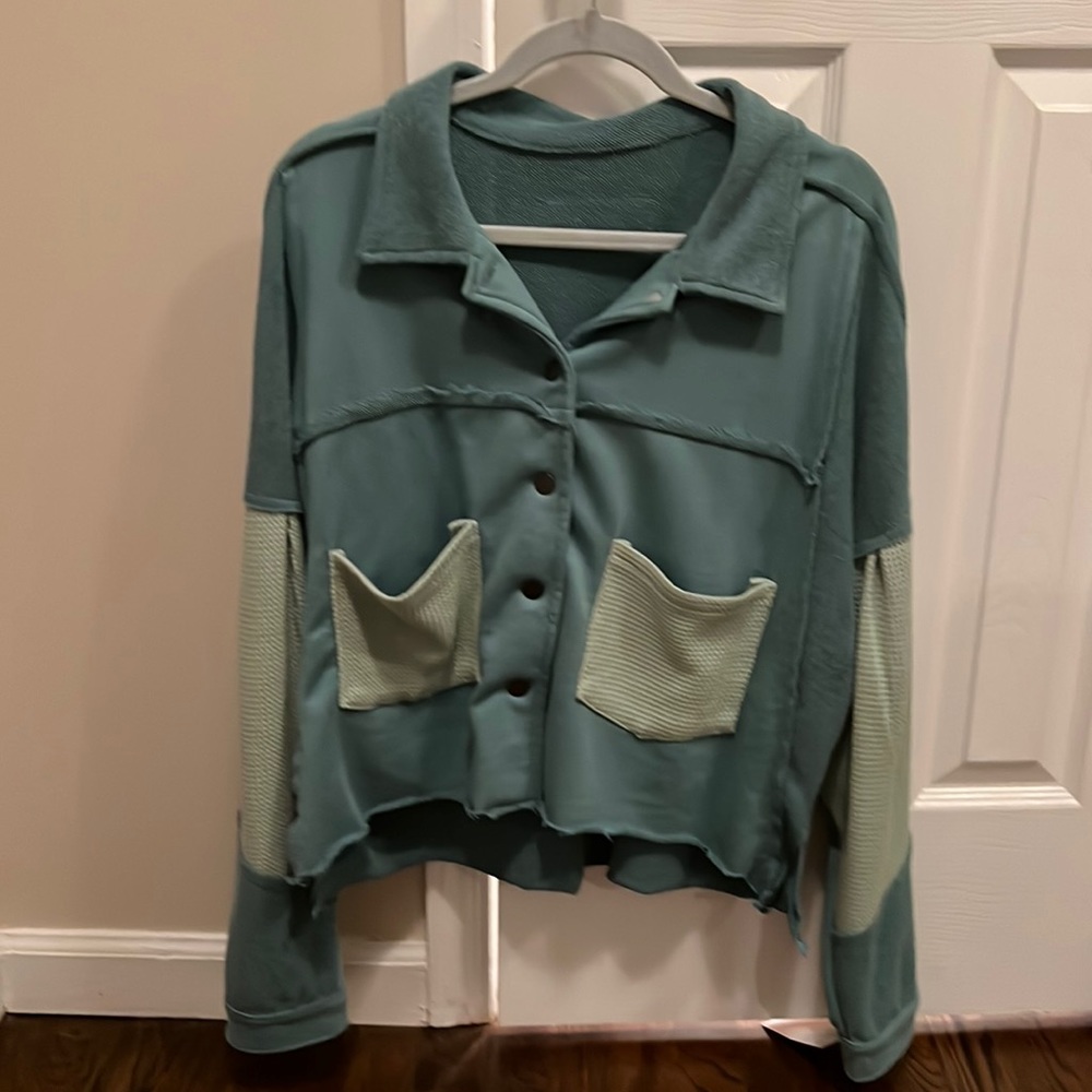 Teal shacket